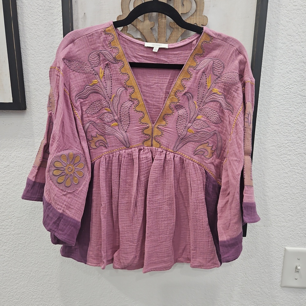 Embroidered Boho V-Neck Tunic - Picture 2 of 6